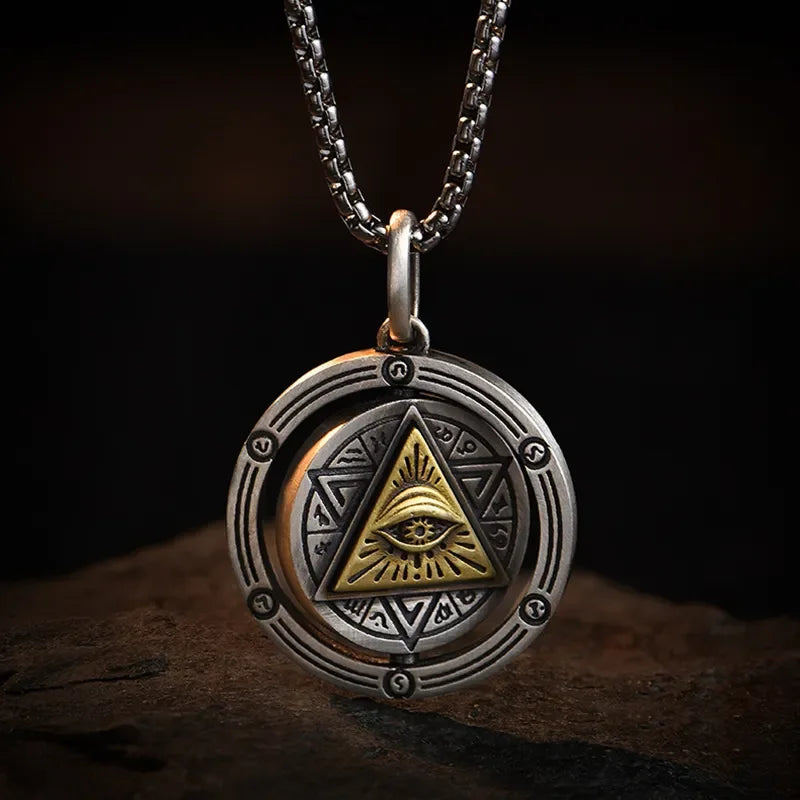 Retro Gothic Blue Evil Eye Protection Pendant Necklace for Men Boys Biker Amulets Punk Jewelry Gifts