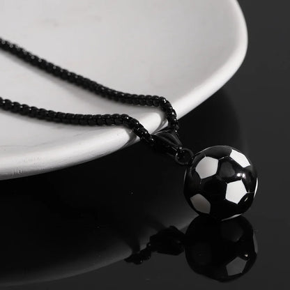HNSP Stainless Steel Football Pendant Chain Necklace For Men Boy Jewelry Soccer Accessories Birthday Gift
