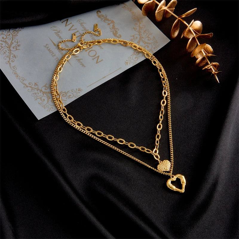 Folded Heart Pendant Necklace