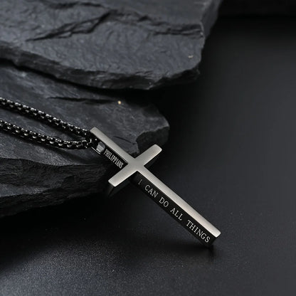 Engraved Jesus Cross Necklace