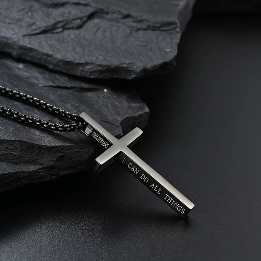 Engraved Jesus Cross Necklace