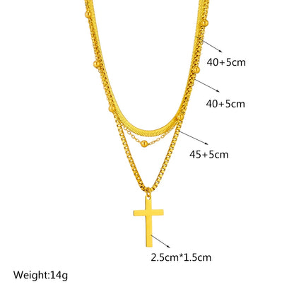 Stainless Steel Pearl Heart & Butterfly Cross Pendant Necklace