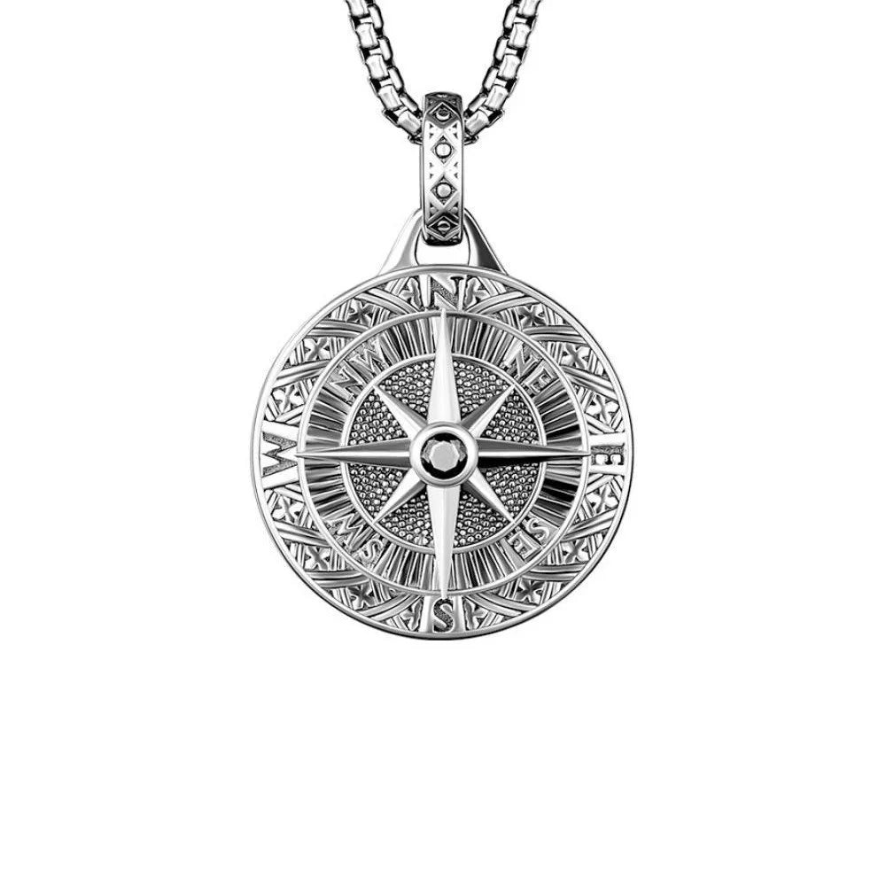 Pirate Ship Compass Pendant Necklace