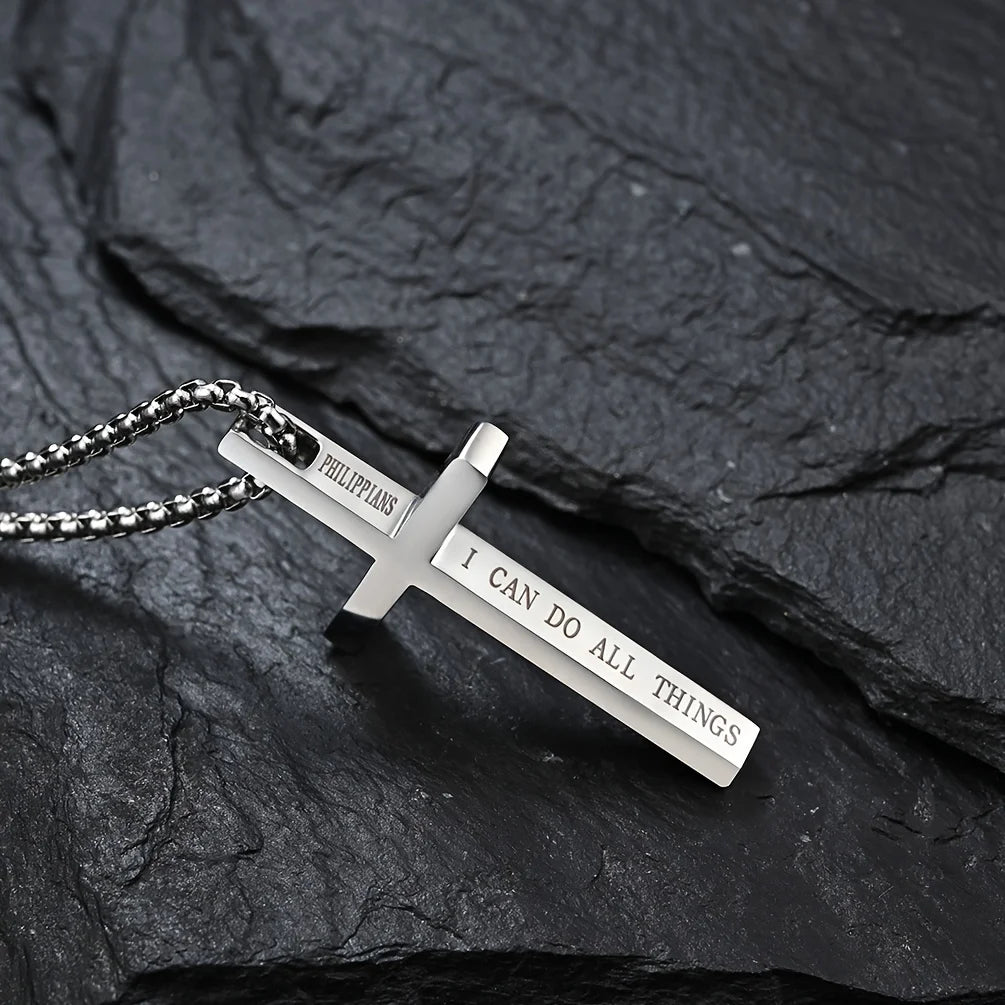 Engraved Jesus Cross Necklace