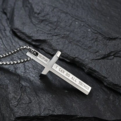 Engraved Jesus Cross Necklace