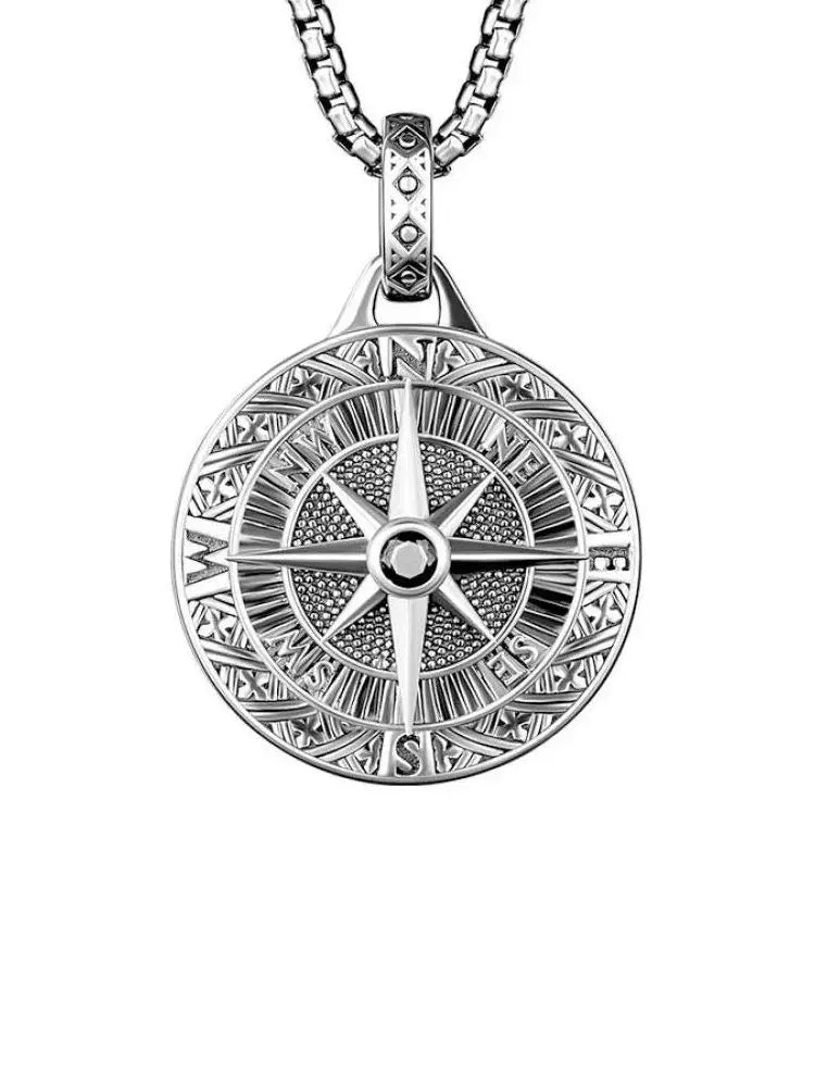 Pirate Ship Compass Pendant Necklace