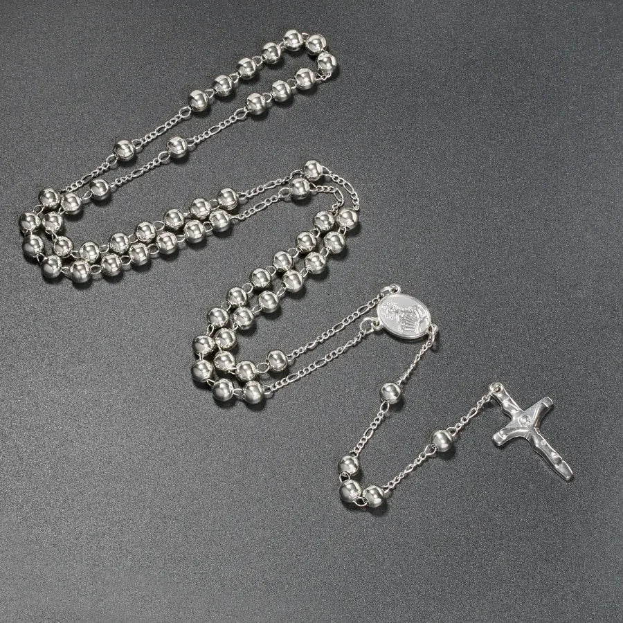 Metal Bead Rosary Necklace