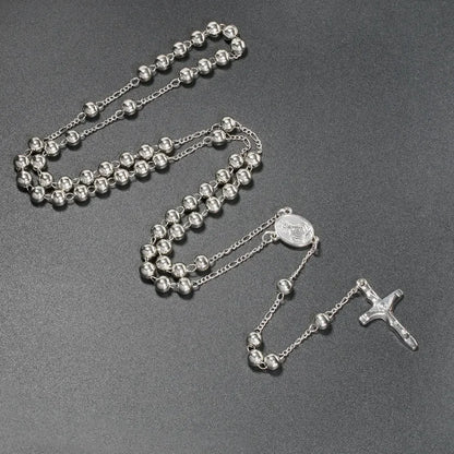 Metal Bead Rosary Necklace