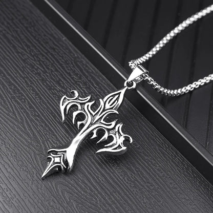Steel Warrior Cross Necklace