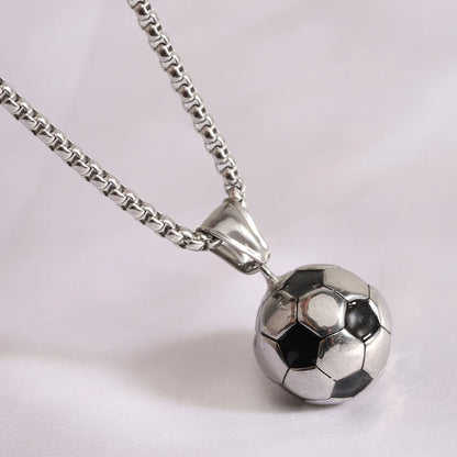HNSP Stainless Steel Football Pendant Chain Necklace For Men Boy Jewelry Soccer Accessories Birthday Gift