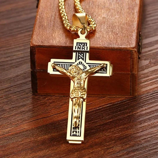 Vintage Jesus Cross Necklace