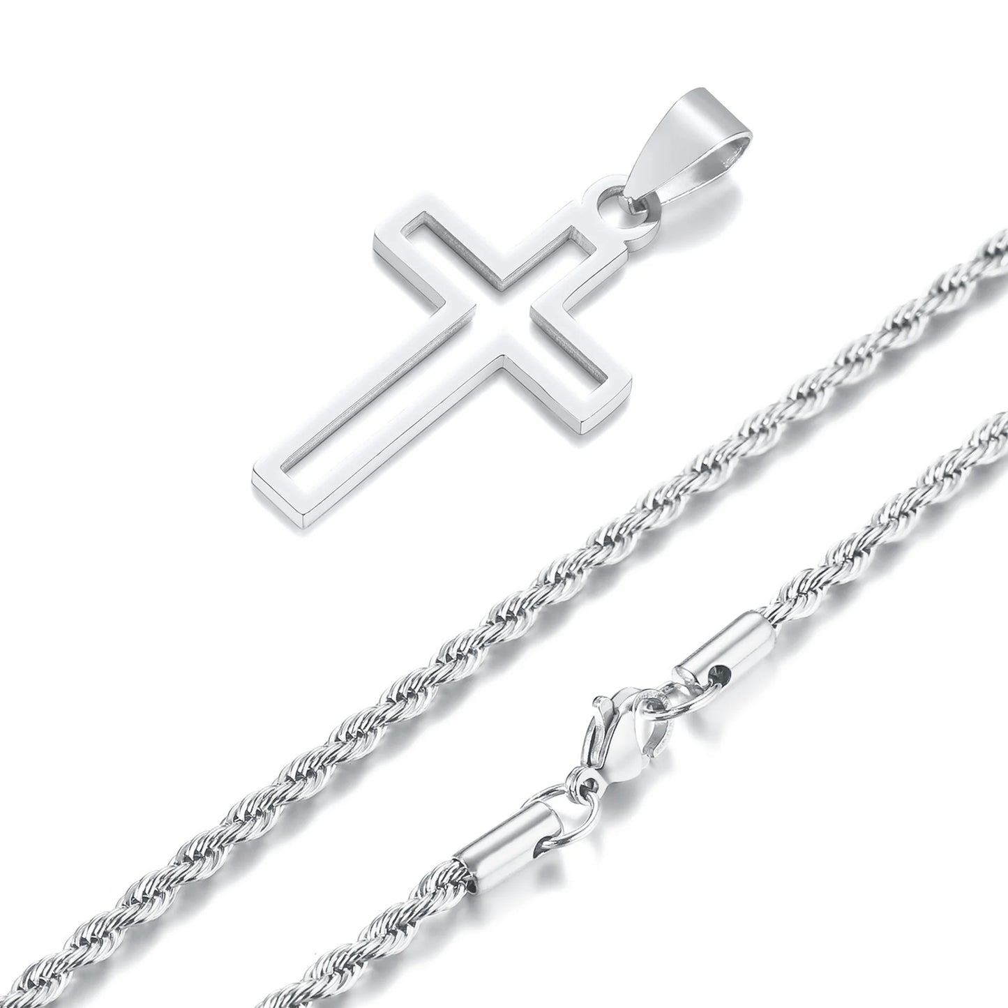 Casual Hollow Cross Pendant Necklace
