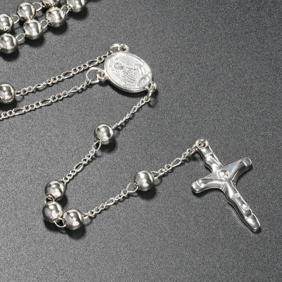 Metal Bead Rosary Necklace