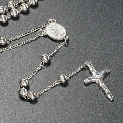 Metal Bead Rosary Necklace