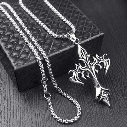 Flame Cross Pendant Necklace