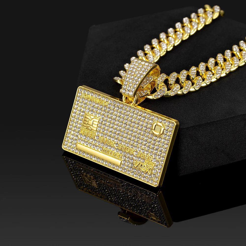 Credit Card Pendant Cuban Chain Necklace