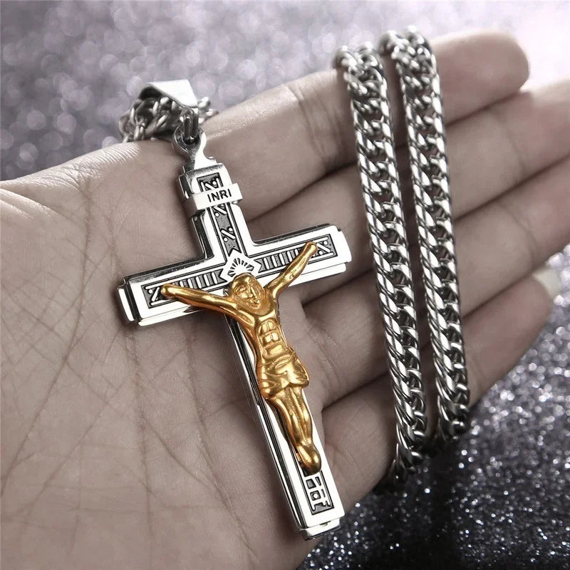 Vintage Jesus Cross Necklace