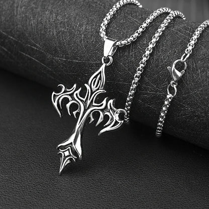 Steel Warrior Cross Necklace