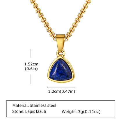 Trendy Pendant Necklaces for Men Boys,Square Natural Stone Stainless Steel Necklaces,New Hip Hop Cool Jewelry Gifts