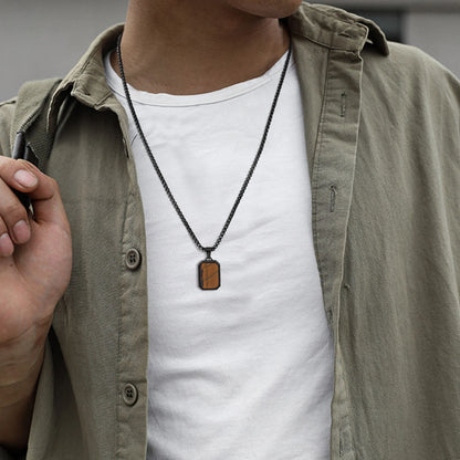 Trendy Pendant Necklaces for Men Boys,Square Natural Stone Stainless Steel Necklaces,New Hip Hop Cool Jewelry Gifts