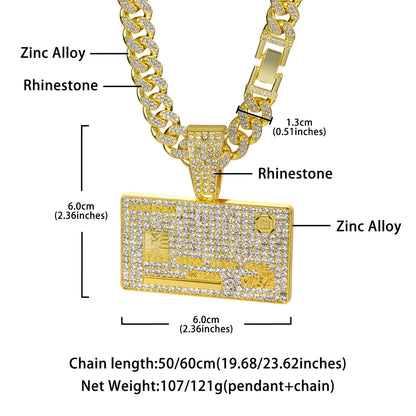 Credit Card Pendant Cuban Chain Necklace