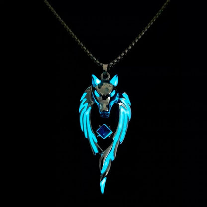 Fashion Wolf Pendant Necklaces For Men Glow Domineering Animal Vintage Chain Glowing Necklace Punk Hiphop Jewelry Accessories