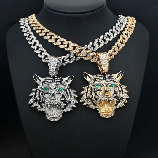 Big 3D Tiger Pendant Necklace