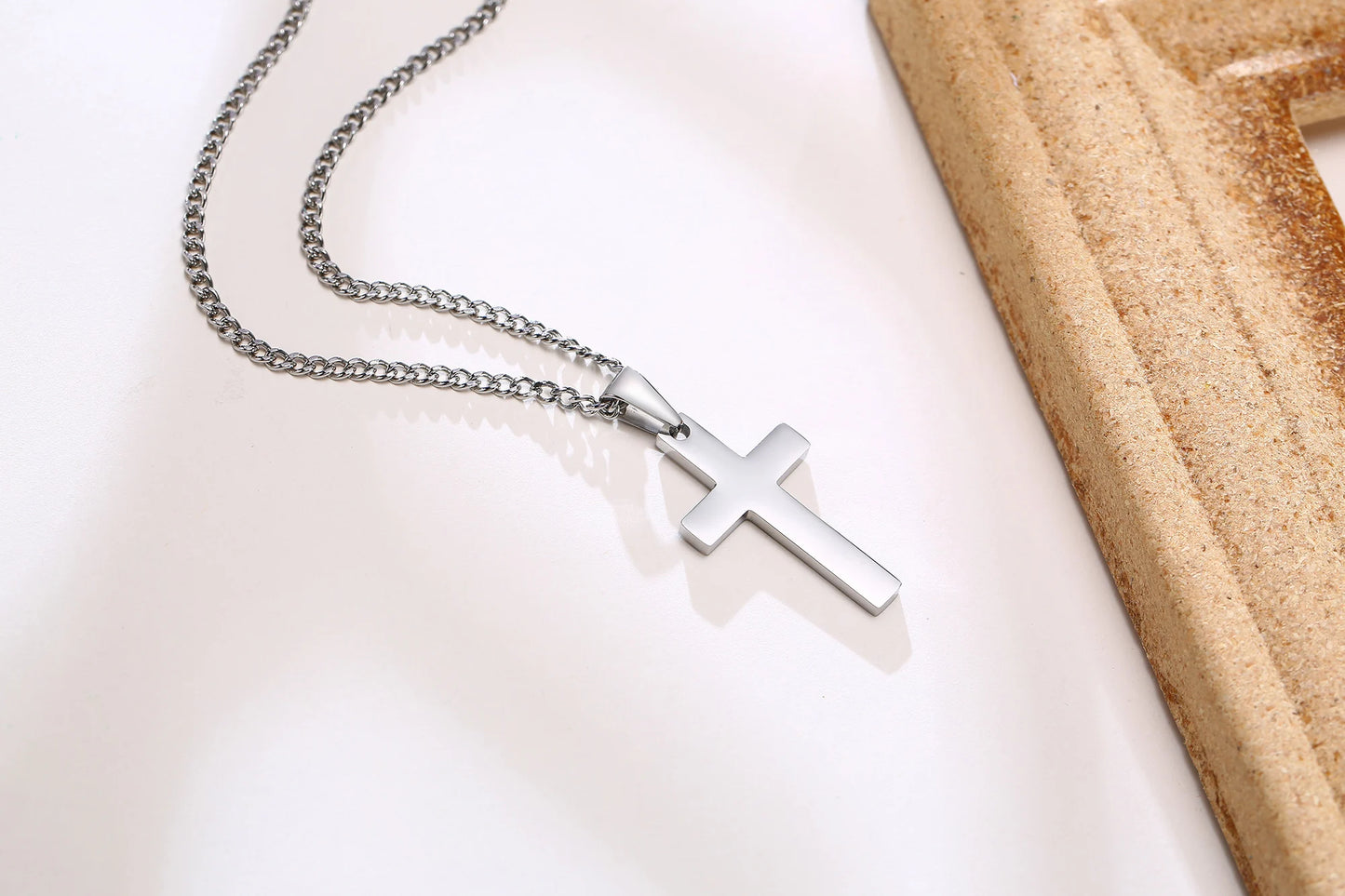 Casual Cross Pendant Necklaces for Men Boys,Waterproof Stainless Steel Pendant Necklaces,Anniversary Birthday Jewelry Gifts