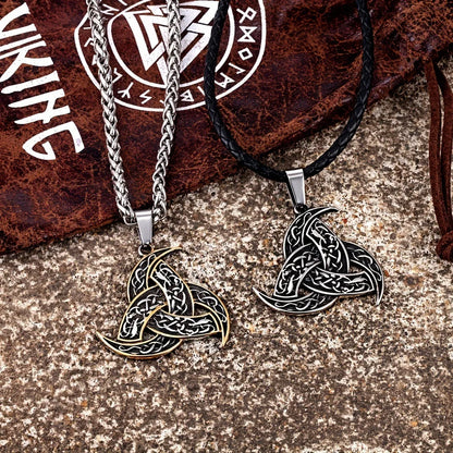 Men Celtics Knot Trinity Pendant Necklace Stainless Steel Norse Runes Slavic Icelandic Jewelry Vikings Amulet Vintage Male Gifts