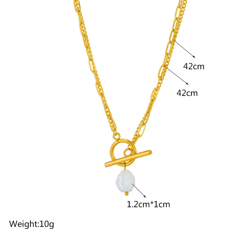 Stainless Steel Pearl Heart & Butterfly Cross Pendant Necklace