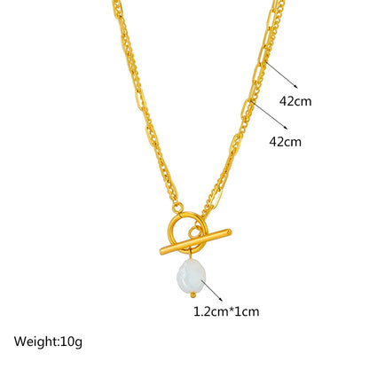 Stainless Steel Pearl Heart & Butterfly Cross Pendant Necklace