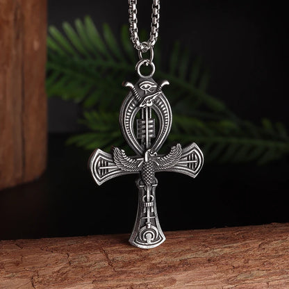 Retro Gothic Blue Evil Eye Protection Pendant Necklace for Men Boys Biker Amulets Punk Jewelry Gifts