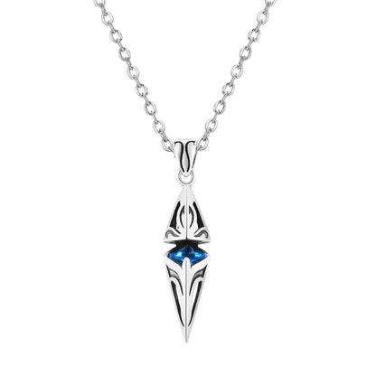 Stylish Blue Stone Necklaces for Men Women,Stainless Steel Geometric Pendant Collar,Valentine's Birthday Party Gift for Him
