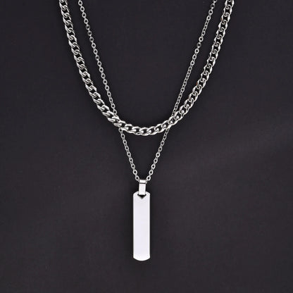 Vertical Bar Stacked Necklaces for Men Boys,Stainless Steel Cuban Chain Twisted Rope Chain Collar,Stylish Jewelry Sets Gifts