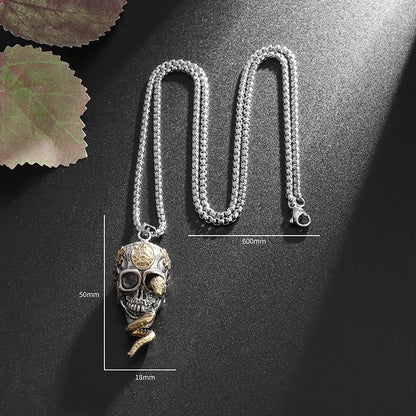 Snake & Demon Skull Pendant Necklace