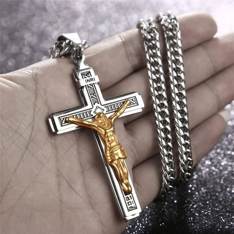 Vintage Jesus Cross Necklace