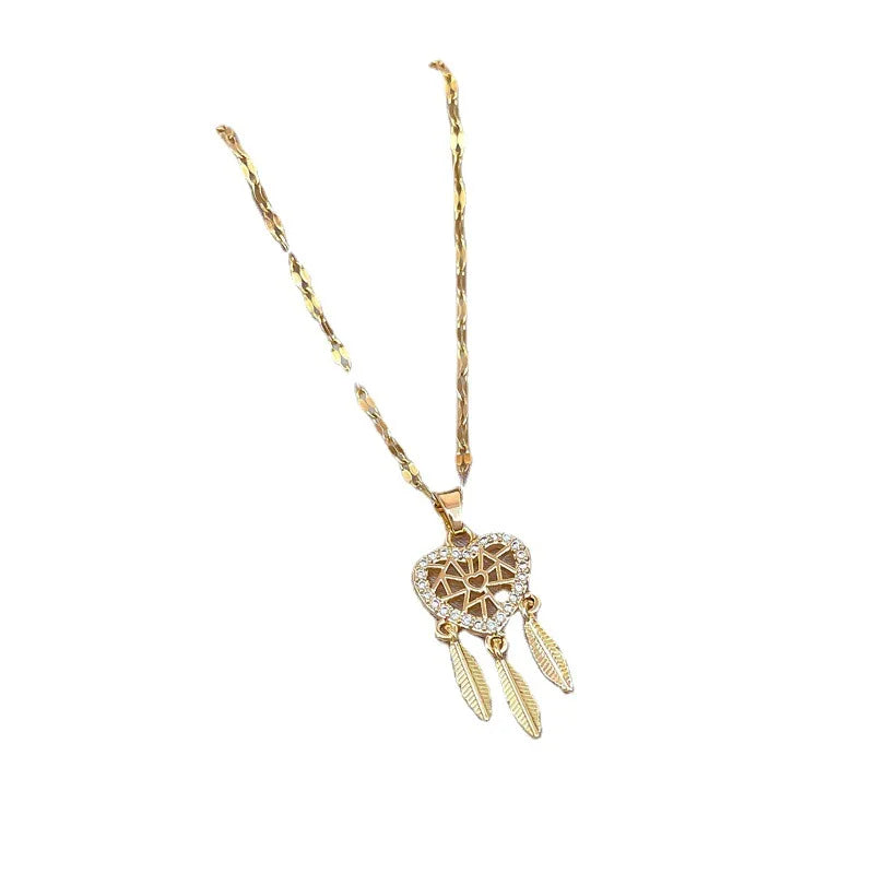 Crystal Heart Dreamcatcher Necklace