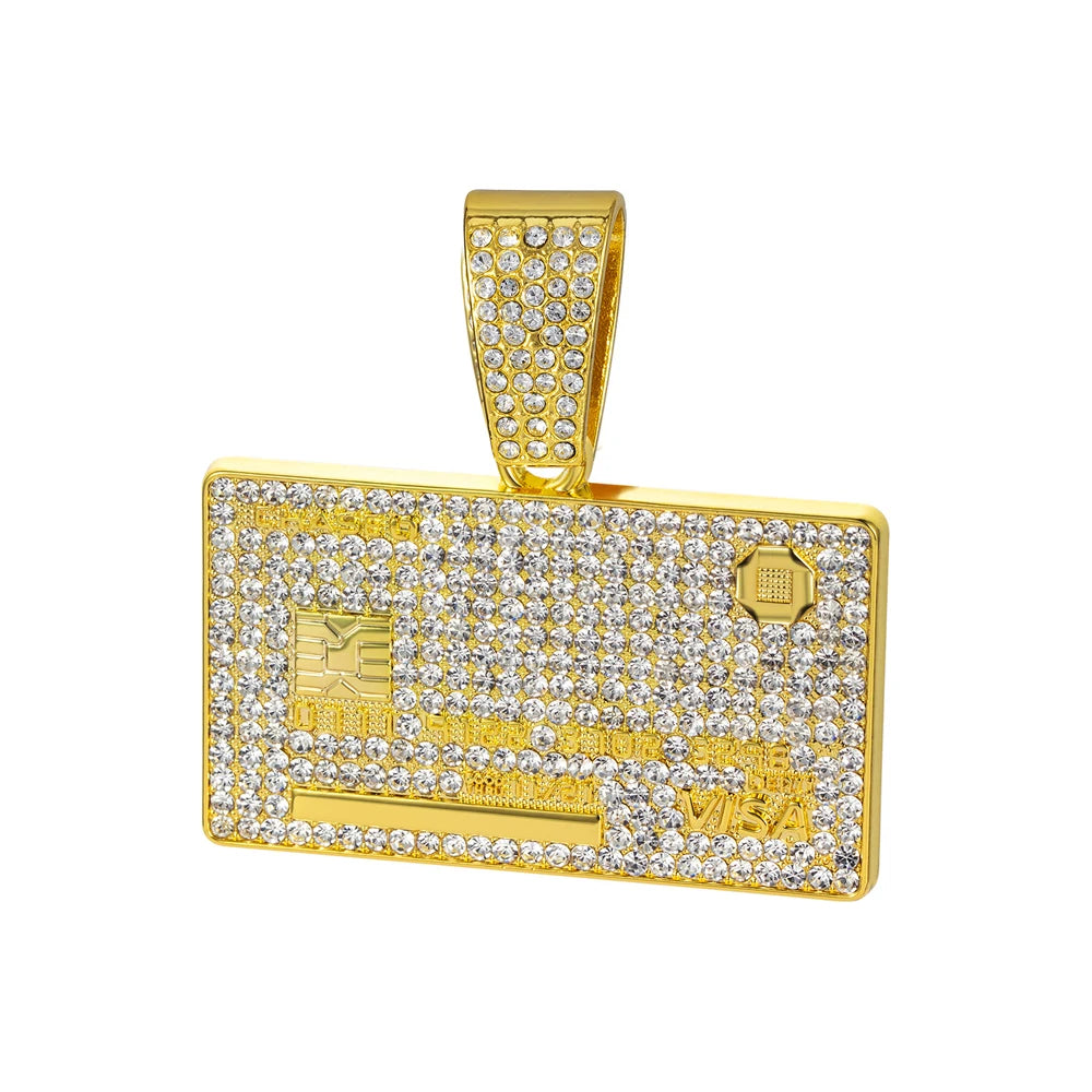 Credit Card Pendant Cuban Chain Necklace