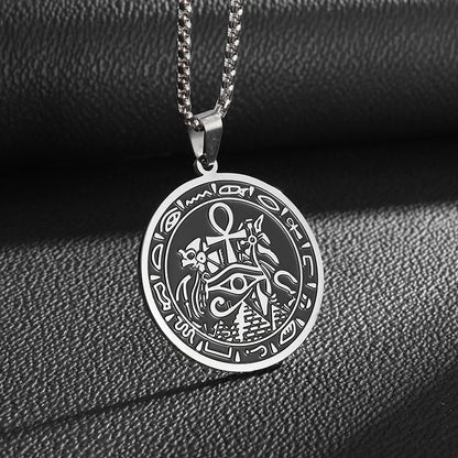 Retro Gothic Blue Evil Eye Protection Pendant Necklace for Men Boys Biker Amulets Punk Jewelry Gifts