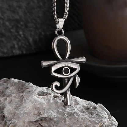 Retro Gothic Blue Evil Eye Protection Pendant Necklace for Men Boys Biker Amulets Punk Jewelry Gifts