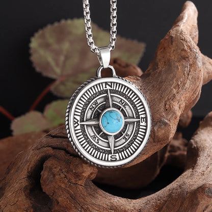 Retro Gothic Blue Evil Eye Protection Pendant Necklace for Men Boys Biker Amulets Punk Jewelry Gifts