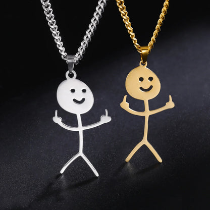 Stickman Middle Finger Pendant Necklace