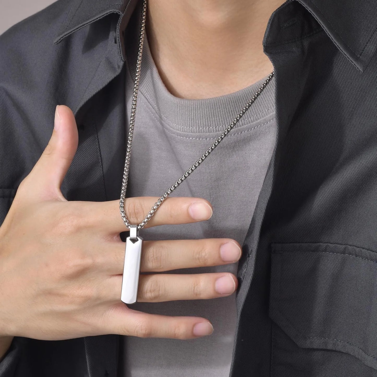 Vertical Bar Stacked Necklaces for Men Boys,Stainless Steel Cuban Chain Twisted Rope Chain Collar,Stylish Jewelry Sets Gifts
