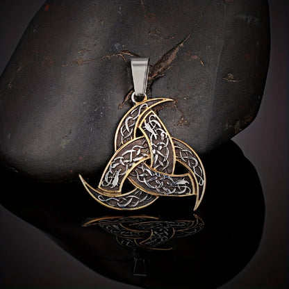 Men Celtics Knot Trinity Pendant Necklace Stainless Steel Norse Runes Slavic Icelandic Jewelry Vikings Amulet Vintage Male Gifts
