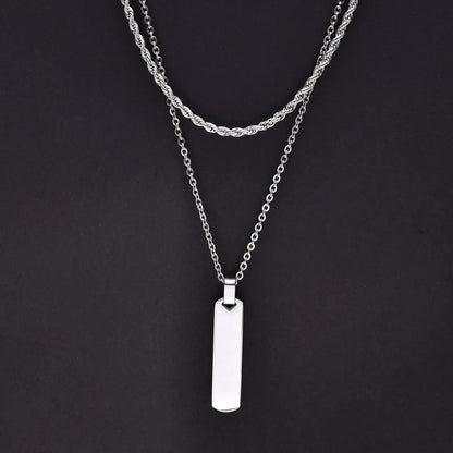 Vertical Bar Stacked Necklaces for Men Boys,Stainless Steel Cuban Chain Twisted Rope Chain Collar,Stylish Jewelry Sets Gifts