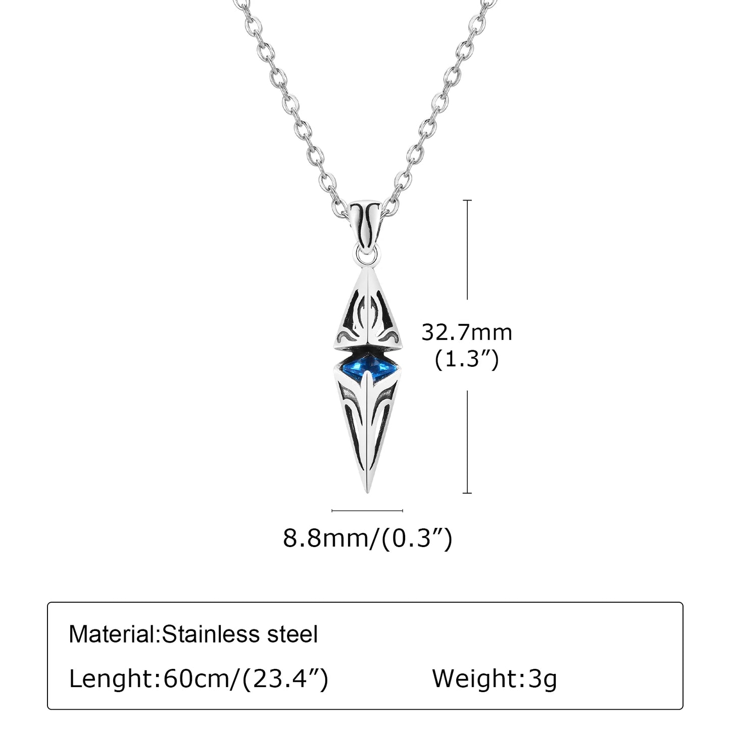 Stylish Blue Stone Necklaces for Men Women,Stainless Steel Geometric Pendant Collar,Valentine's Birthday Party Gift for Him