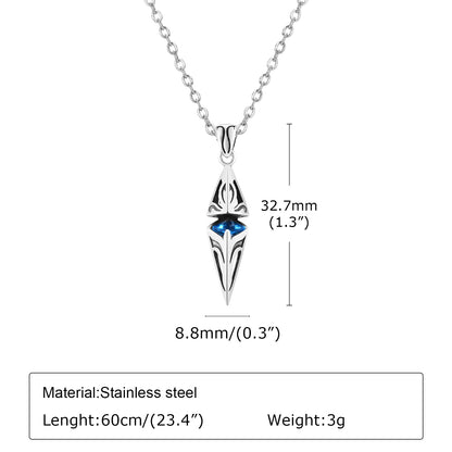 Stylish Blue Stone Necklaces for Men Women,Stainless Steel Geometric Pendant Collar,Valentine's Birthday Party Gift for Him