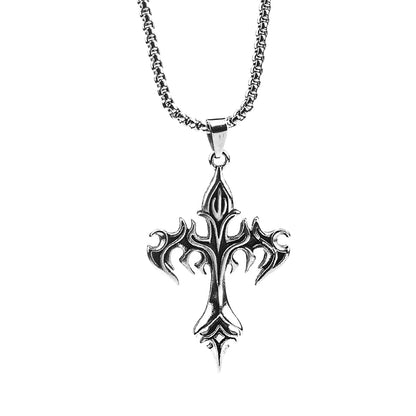 Steel Warrior Cross Necklace