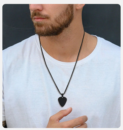 Vnox New Unique Guitar Pick Necklace for Men Boys, Stainless Steel Guitar Picks Pendant Collar to Music-lovers Gifts Jewelry