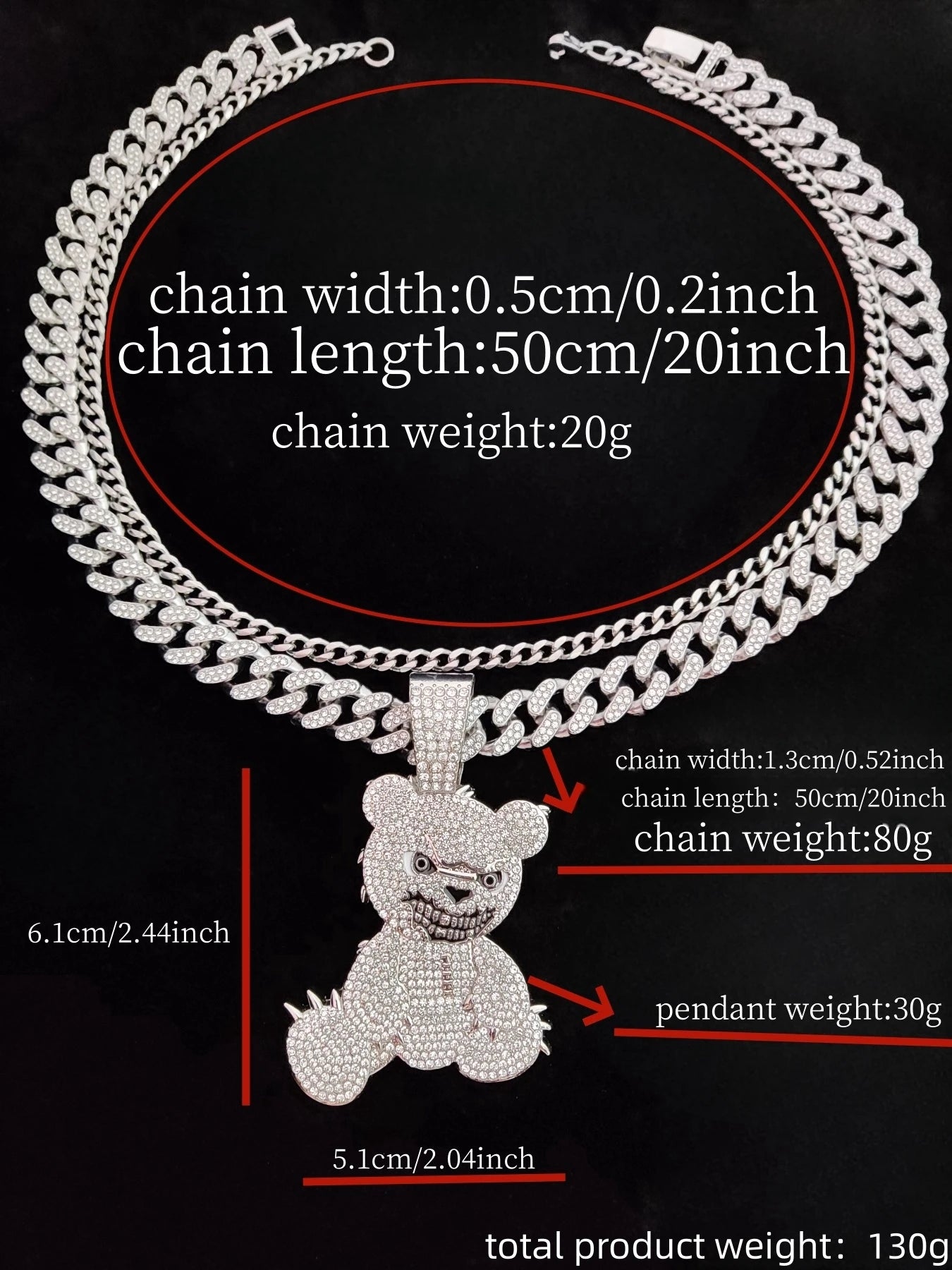 Hip Hop Bear Pendant Necklace
